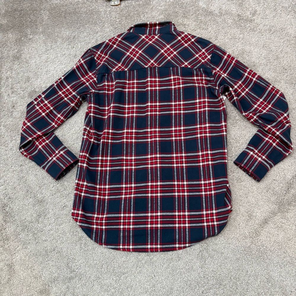 NWT Tna Aritzia Taylor Plaid Oversized Flannel Total Eclipse Deep Red Size XS - Picture 5 of 12